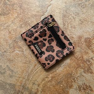 Fossil Leopard Print Mini Bifold Wallet